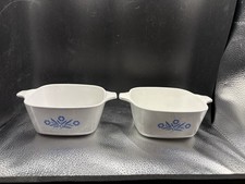 2 Vintage CORNINGWARE Blue Cornflower P43B 22oz Made in USA bakeware