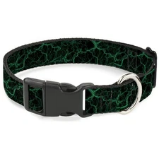 Plastic Clip Collar Marble Black/Green NARROW-Small 7-8.5"