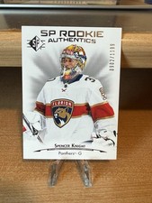 2021-22 SP Hockey NFL Rookie Authentics Spencer Knight Panthers /1199 Card #110. rookie card picture