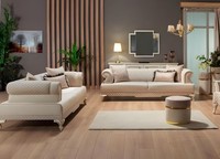 Stoffsofa Garnitur Dreisitzer Zweisitzer Couch 2Tlg Polstersofa Beige