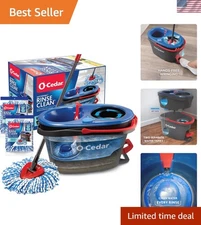 RinseClean Spin Mop & Bucket System + 2 Extra Mop Heads| Clean with Clean Wat...