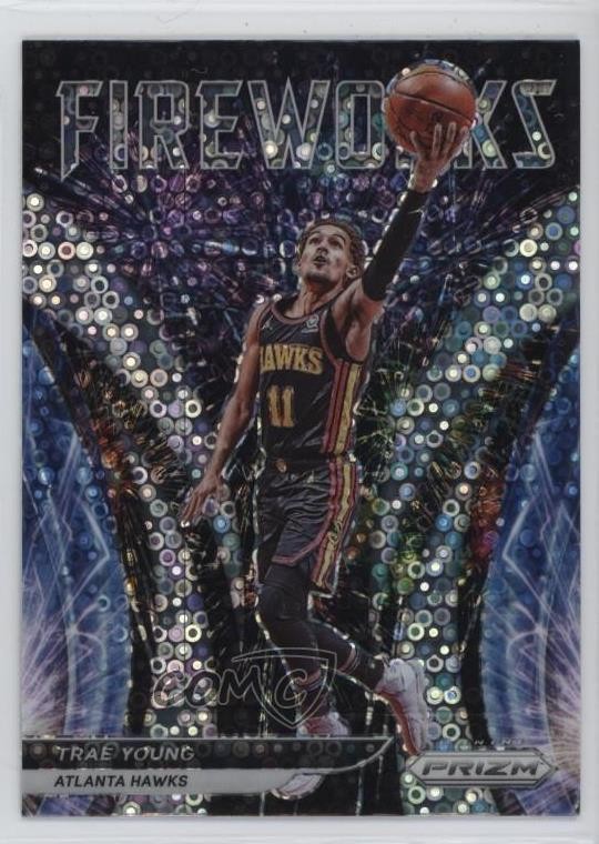 2021-22 Panini Prizm Fireworks Fast Break Prizm Trae Young #25 17hw