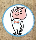 VINTAGE ESSO BOY GASOLINE MOTOR OIL GAS PUMP STATION PORCELAIN DIE CUT SIGN