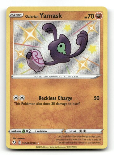 Galarian Yamask SV065/SV122 Shiny Rare Shining Fates Shiny Vault Pokemon Holo NM