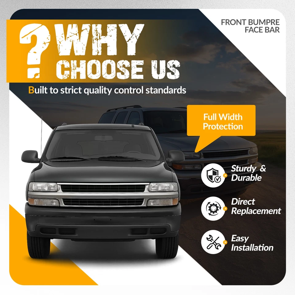 NEW Steel Front Bumper Face Bar For Chevy Tahoe/Suburban/Silverado 1500 1999-06 - Image 4 of 4