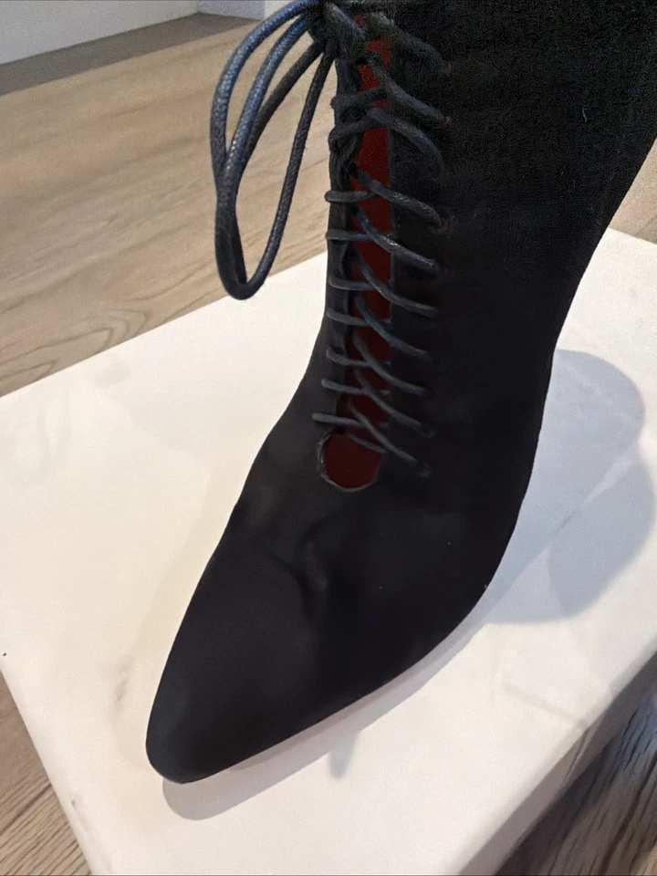 Botines Santoni negros de gamuza con cordones para mujer talla 38,5 Foto 3 de 4