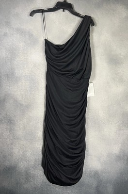 Love By Design One-Shoulder Body-Con Dress Mesh Overlay Ruched Stretch  Women L | eBay