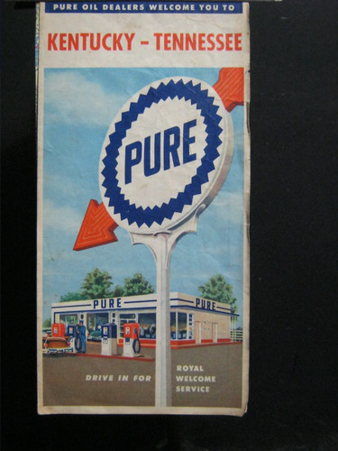 PURE GAS OIL - KENTUCKY - TENNESSEE - ROAD MAP - 1957