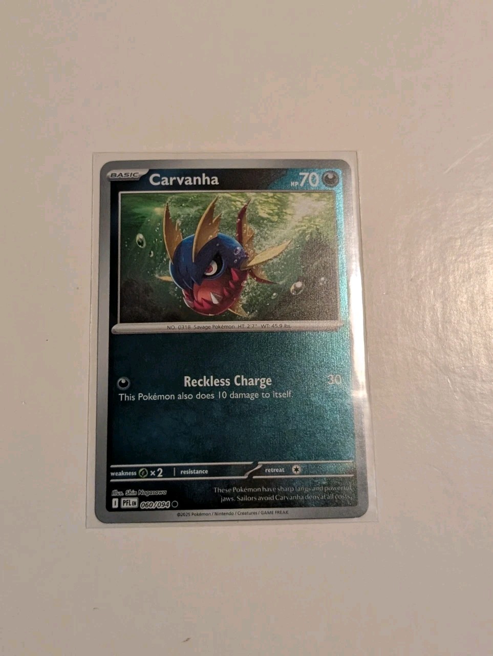 Reverse Holo Carvanha 060/094 Pokemon Mega Evolutions: Phantasmal Flames