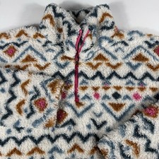 Eddie Bauer Aztec AOP Print Fluffy FleecE 1/4 Zip Pullover Women's XL