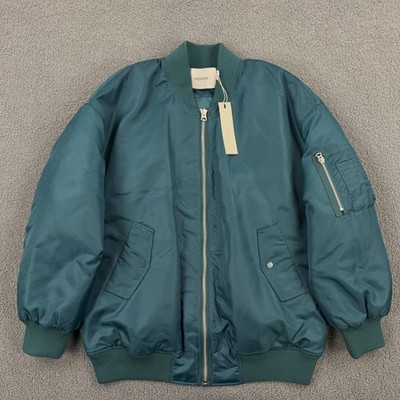 Hudson Jacket Mens Small Teal Oversized Quilted Bomber Pilot Aviator Flight