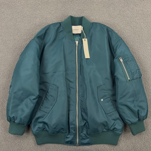 Hudson Jacket Mens Small Teal Oversized Quilted Bomber Pilot Aviator Flight
