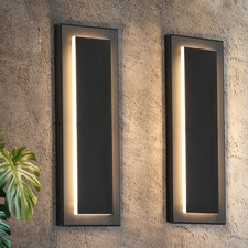 2-Pack 15.7 in. Black Outdoor Wall Light