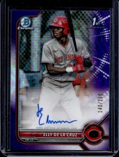 2022 Bowman Elly De La Cruz Chrome Auto 1st Prospect Purple Refractor #/250 Reds