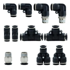 Beduan Pneumatic 5/16 OD Push to 8mm tube ODx 1/4" npt KIT, Black, Silver 
