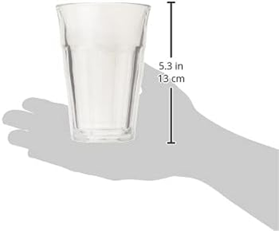 Tempered Glass, Made In France Picardie Clear Tumbler, Set of 6, 12.62 oz.