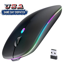 ⭐ Rechargeable Bluetooth 5.2 Wireless Mouse Silent LED Slim Black 🖱️
