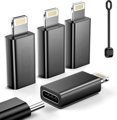 MFi Certified USB C to Lightning Adapter 4-Pack, 27W Fast Charging & Data Sync,