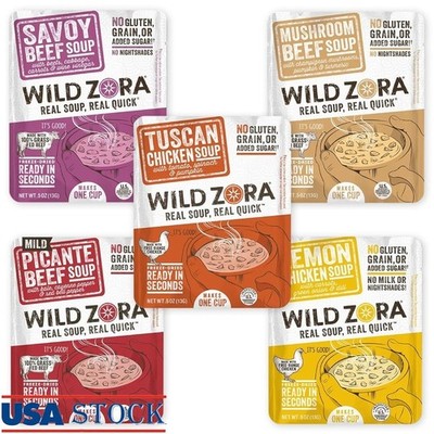 Meat Soup Sampler Instant Broth Tuscan Chicken Picante Beef Savoy Mushroom Lemon
