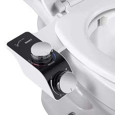 Bidet Toilet Seat Attachment Hot & Cold Water Dual Spray Self-Cleaning