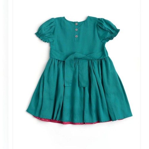 NEW Finding Foxtale Girl Seasons Greetings Dress Size 4 Teal Pink Twirl Holidays - Picture 3 of 10