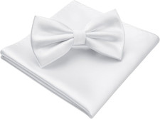 Bow Ties for Men Solid Color Pre-Tie Bow Tie and Pocket Square Set Classic Forma