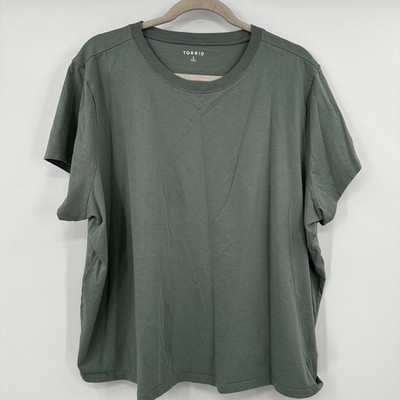 Torrid Womens TShirt Size 3 Green Crew Neck Short Sleeve Cotton Basic Tee