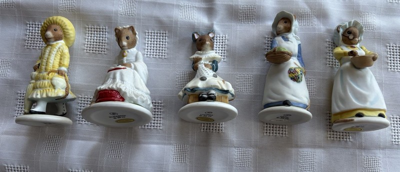 Five Woodmouse Family Mouse Franklin Mint 1985 Figurines
