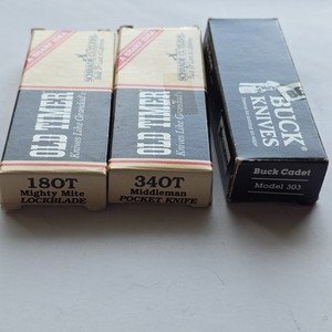 Vintage Empty Knife Box Lot Schrade Old Timer 34OT 18OT Buck 303 Cadet Paperwork