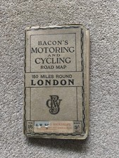Bacon's Motoring and Cycling Road Map 150 Miles Round London c1920