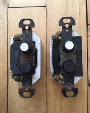 2 Antique Push Button Light Switch Vintage ON/OFF 5A 10A Hart & Hegeman USA