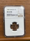 1909 Lincoln Wheat Cent – NGC MS63 RB – Key Date – Certified Uncirculated