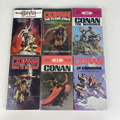 Lot of 6 Vtg  CONAN Paperbacks Robert E. Howard  1968 & 80s Barbarian Cimmeria