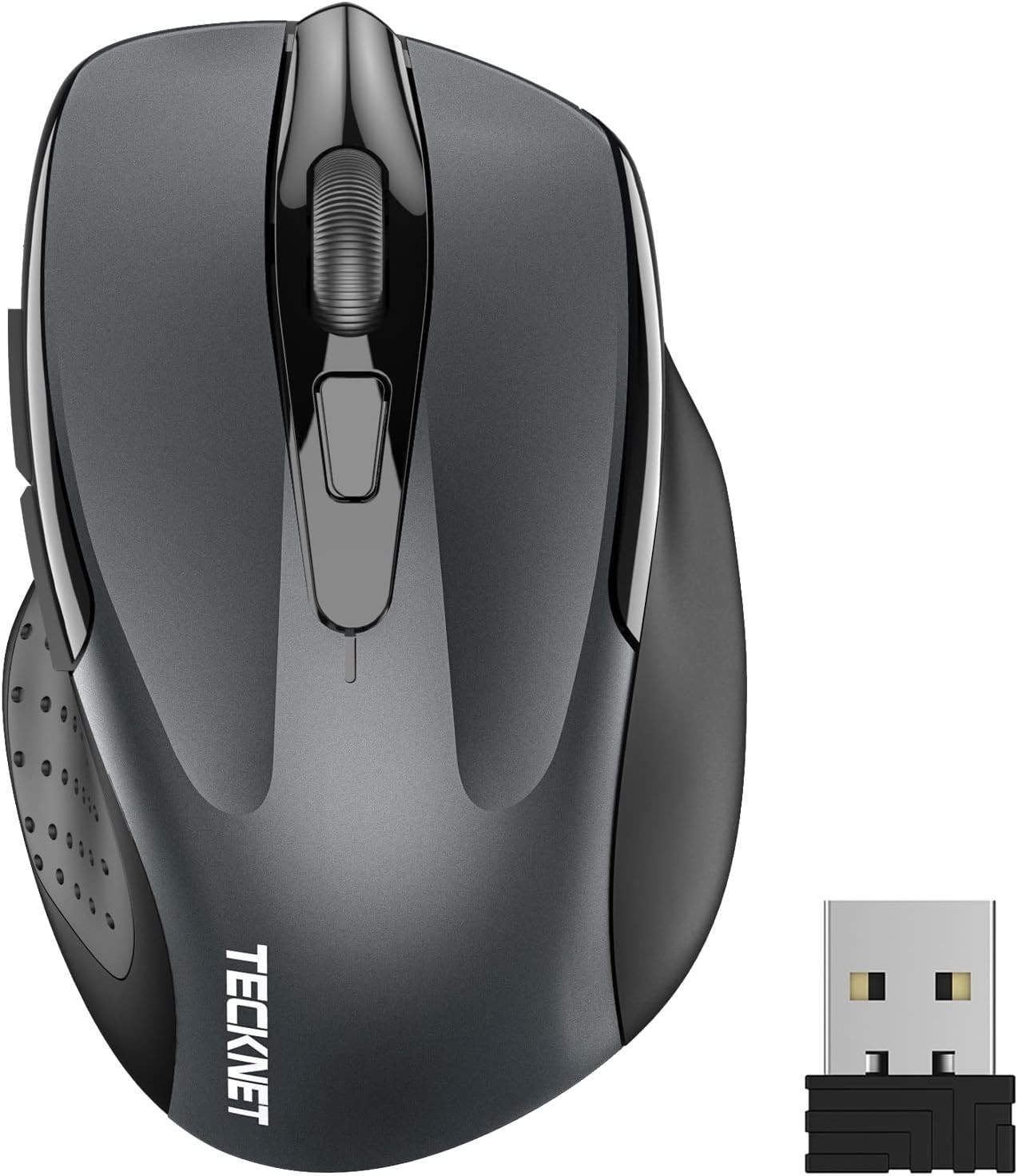 Souris sans Fil 2.4G TECKNET Haute Précision 2600 DPI avec Ergonomie Confortable Couleur Gris