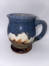 J.Hanson Colorado Pottery Mug Impressionist Buffalo Mountain & Sky Scene-Signed