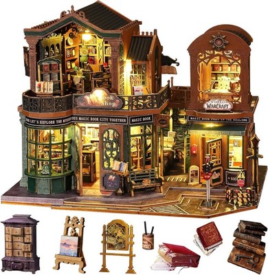 DIY Miniature House Kit for Adults, Miniature Dollhouse Kit | With Music Box & D