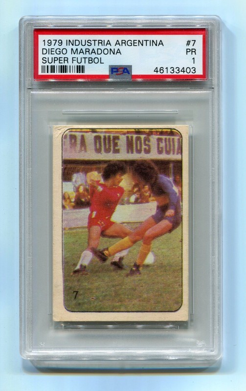 1979 Industria Argentina Crack Super Futbol 7 Diego Maradona PSA 1 Rookie RC Jrs