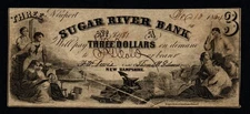 Sugar River Bank, Newport, NH 1864 $3 Broken Bank Note with Gutter Fold ERROR!