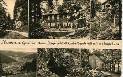 Germany Ilmenau 98693 Goethestatten Jagdtschloss 1962 multiple vignette postcard
