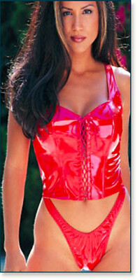 NEU Lack Bustier + stylischem Höschen Reizwäsche Eros-Unterwäsche Vinyl Lacktop