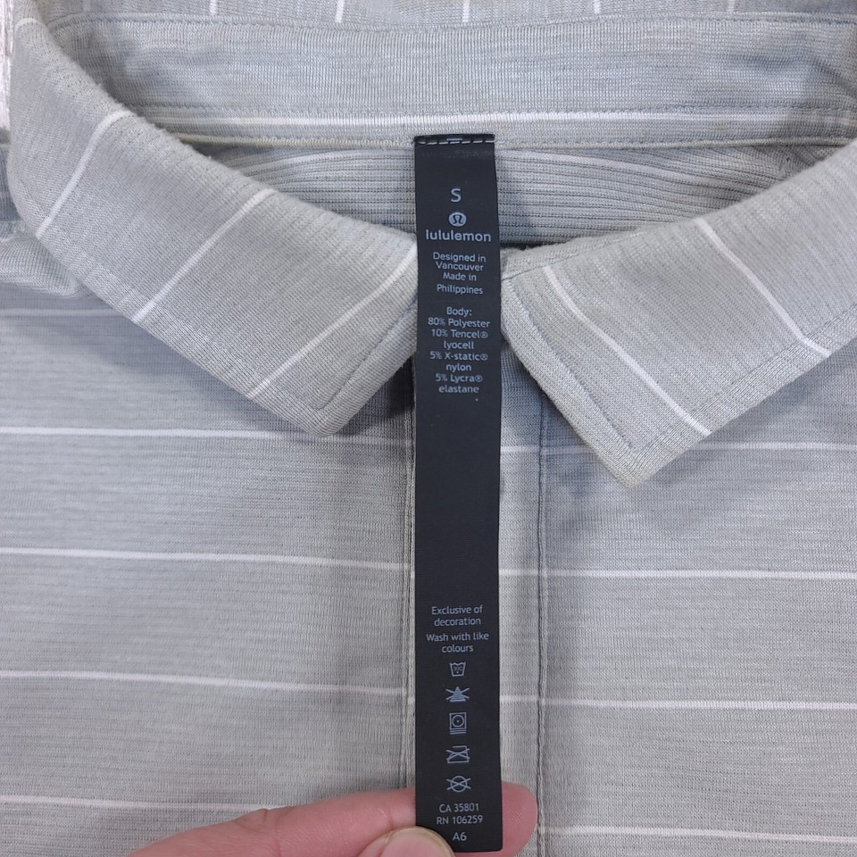 Lululemon Mens Evolution Polo Shirt Size Small Gray Golf Short Sleeve