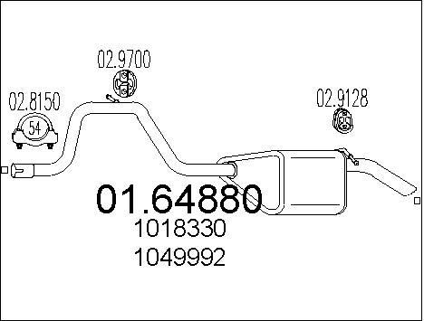 Silencieux arriere pour Ford Mondeo II 2.0 i berline trois volumes de 2000 a 2007