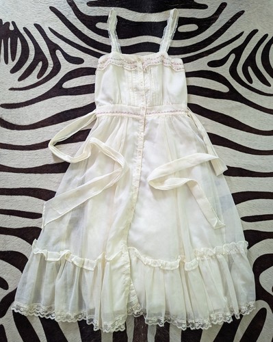 Maxi Vestido de Boda Vintage Años 70 GUNNE SAX Marfil Floral Cottagecore Pradera Talla 5 Boho - Imagen 1 de 11