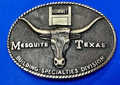 Mesquite Texas Longhorn Emblem Howmet Building Specialties Division Belt Buckle