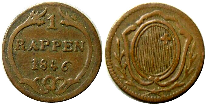 elf Switzerland Canton Schwyz 1 Rappen 1846