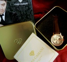 Herren Uhr YVES CAMANI BATISTE Chronograph Rosegold Leder Armband Braun NEU OVP