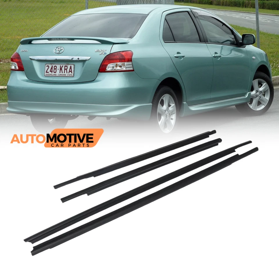 For 2007-2016 Toyota Yaris Sedan Weatherstrip Window Moulding Trim Seal Belt 4pc - Image 3 of 4