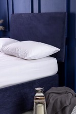Headboard Wrap Cover All Sizes 3 Depths Faux Suede Navy Blue