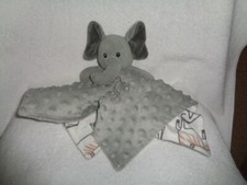 Elephant Gray Minky Dots Zoo Animal Print Plush Baby Security Blanket Boritar