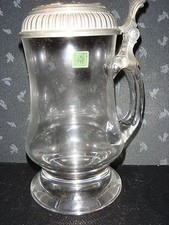 Bierkrug-Glaskrug mit Zinn Deckel, WMF Seidel 0,5 Liter, Bierseidel